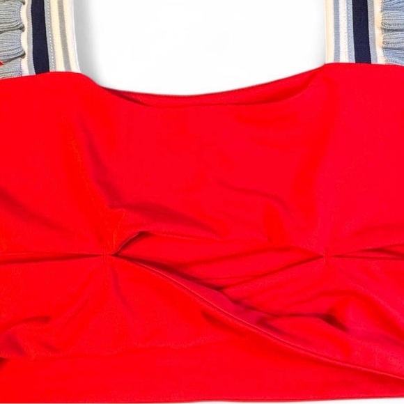 AS Revival Sports Bra Cropped Cami Red Twisted Back Ruffle Straps NWT size XL - Picture 5 of 7
